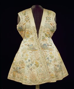 Manteau de chasse en satin brodé de soies en point de chaînette, Inde du Nord (Moghol), première moitié du XVIIe siècle - Unbekannt Unbekannt