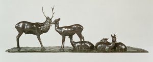 Cerf et biche avec faons par Rembrandt Bugatti - Unbekannt Unbekannt