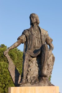 Statue de Christophe Colomb au monastère de La Rábida, province de Huelva, Andalousie, sud de l