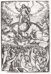 Le Jugement Dernier, basé sur une gravure sur bois de Hans Holbein le Jeune, de 