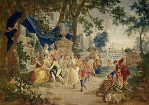 La fête villageoise après D.Teniers, tissée par LeClerc et J.van der Borg, fin 17e siècle, paysage probablement conçu par Lucas Achtschelling - Unbekannt Unbekannt