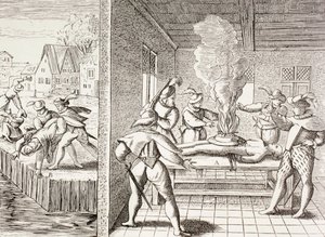 Propagande du XVIe siècle illustrant la violence des Gueux contre les catholiques, tirée de 
