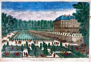 Illustration du XVIIIe siècle montrant le Château de Saint-Cloud, un palais en France, à Saint-Cloud dans les Hauts-de-Seine, à l