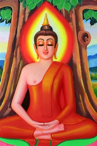 Temple bouddhiste Wat Si Muang. Peinture représentant l