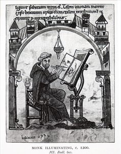 Un moine illuminant un manuscrit - Unbekannt