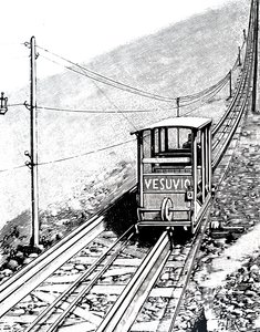 Élévation latérale de la voiture sur le funiculaire du Vésuve - Unbekannt