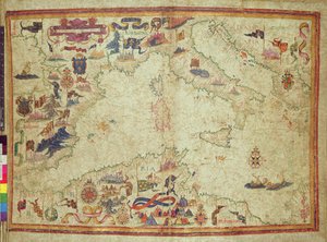 Additional 5415A, ff.11v-12r: La côte de la Méditerranée du détroit de Gibraltar à la Morée avec l