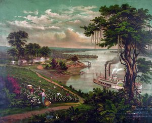 Afro-Américains cueillant du coton sur une plantation près du Mississippi, c.1883 - Unbekannter Künstler