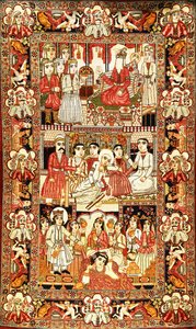 Un tapis pictural antique de Kirman