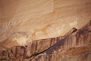 Figures animales, peintures rupestres par des artistes Navajo, Canyon de Chelly National Monument, Réserve indienne Navajo, Arizona, USA - Benjamin Baud