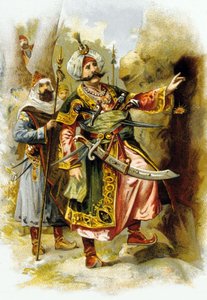 Les Mille et Une Nuits : Ali Baba et les Quarante Voleurs : le chef des voleurs disant "Sésame, ouvre-toi", publicité pour "Le Bon Marché" c. 1900 - Unbekannter Künstler