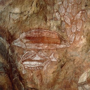Australie, Territoire du Nord, Arnhem Land, Parc national de Kakadu, Nourlangie Rock, peintures rupestres aborigènes - Benjamin Baud
