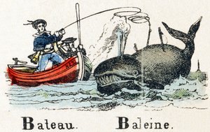 B - Bateau Baleine - Alphabet - divertissement pour enfants - Image épinal, série populaire c.1890 - Unbekannt