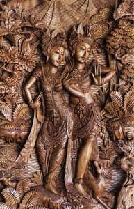 Sculpture balinaise en bois à vendre, Ubud, Bali, Indonésie (photo)