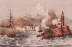 Bombardement de Palerme, avec des navires au premier plan, Sicile - William M. Timlin