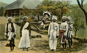 Dame coloniale britannique dans un palanquin indien - Unbekannter Künstler