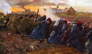 Troupes britanniques combattant avec les Français pour arrêter la première offensive allemande, automne 1914 - Unbekannter Künstler