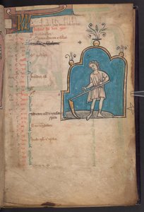 Page de calendrier avec un homme avec une faux - Unbekannter Künstler