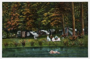 Camping aux États-Unis, vers 1910 (impression) - Unbekannter Künstler