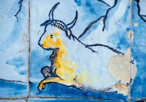 Bétail, azulejos, Palais des Marquis de Fronteira, Lisbonne, Portugal (détail) - Benjamin Baud