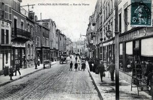 Champagne-Ardenne, Marne, Châlons-en-Champagne : vue de la rue de la Marne - Carte postale fin 19e-début 20e siècle - William M. Timlin