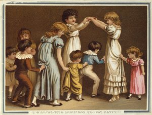 Enfants jouant aux Oranges et Citrons, carte de Noël et du Nouvel An victorienne - Unbekannter Künstler