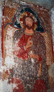 Christ Enseignant, fresque dans la crypte, Sanctuaire de Marie des Escaliers (18e siècle), Massafra, Pouilles, Italie - William M. Timlin