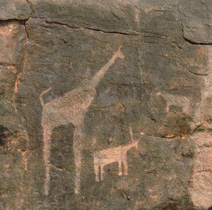 Gros plan sur des peintures préhistoriques, désert du Ténéré, Niger - Benjamin Baud