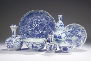 Collection de porcelaine bleue et blanche
