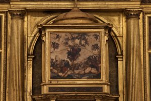 Église collégiale. Intérieur. Le maître-autel. (détail) Centre. Peinture. Huile sur agate. 1624. - Unbekannt