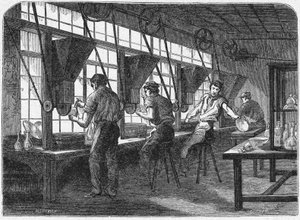 Découpe de cristal, vers 1880 (gravure)