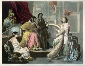 David joue de la harpe devant Saül - Bible