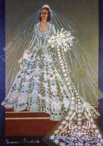 Conception de la robe de mariée de la reine Elizabeth II de Grande-Bretagne - Unbekannter Künstler