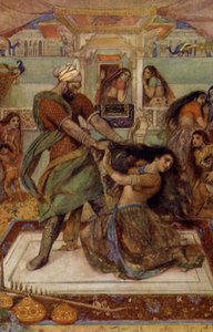Draupadi traînée de sa chambre par Duhsasana - Unbekannter Künstler