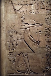 Égypte, Medamud, porte du temple de Montou (détail) 221-205 av. J.-C.
