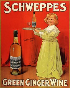 Affiche publicitaire anglaise pour les boissons Schweppes Green Ginger Wine - Unbekannter Künstler