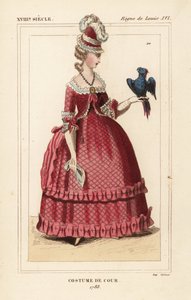 Femme anglaise en costume de cour avec perroquet - Unbekannter Künstler