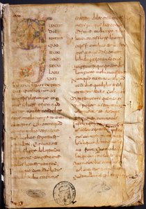 Première page de « Les Dialogues » de Grégoire Ier le Grand (manuscrit) - Unbekannter Künstler