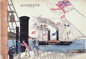 Navires à vapeur étrangers, Nagasaki, Japonais - Unbekannter Künstler