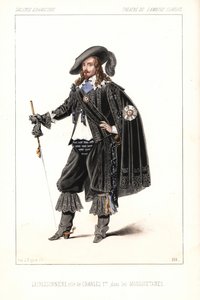 Acteur français Louis Lacressonnière en tant que Roi Charles Ier dans "Les Mousquetaires" d