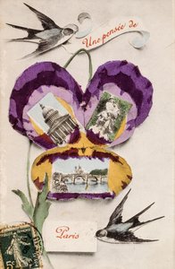 Carte de vœux française avec des éléments floraux - Unbekannter Künstler