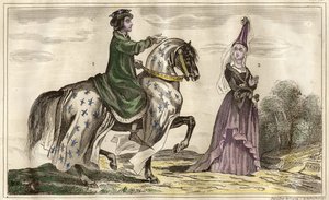 Le roi de France Charles IV (1322) et Jeanne de Flandre (1295-1374) comtesse de Montfort (1340), gravure par Rebel - Unbekannt