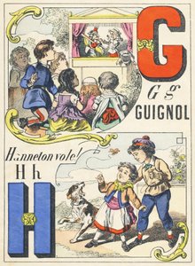 G H : Guignol, Hanneton vole ! - Alphabet des jeux, c.1890