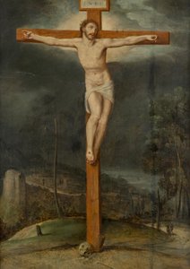 Christ en croix dans un paysage - Unbekannter Künstler