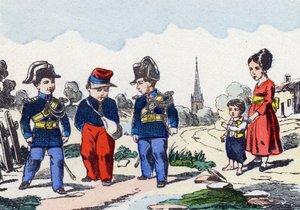 Gendarmes. Gravure dans "Alphabet militaire enfantin". Imagerie de Pont-à-Mousson, vers 1890. 20 pages - Unbekannt