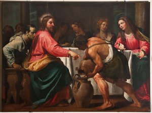 Gênes, Duomo (Cathédrale Saint-Laurent), intérieur, Baptistère (anciennement Église Saint-Jean-le-Vieux) : "Noces de Cana" - Unbekannter Künstler