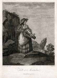 Fille de Montmélian, en Gironde, jouant de la vieille (gravure)