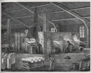 Fabrication du verre, c. 1880 (gravure) - Unbekannter Künstler