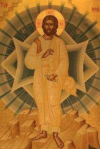 Icône orthodoxe grecque représentant la Transfiguration de Jésus
