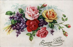 Carte de vœux pour la Fête des Mères : Carte postale datée de 1945 - Unbekannt